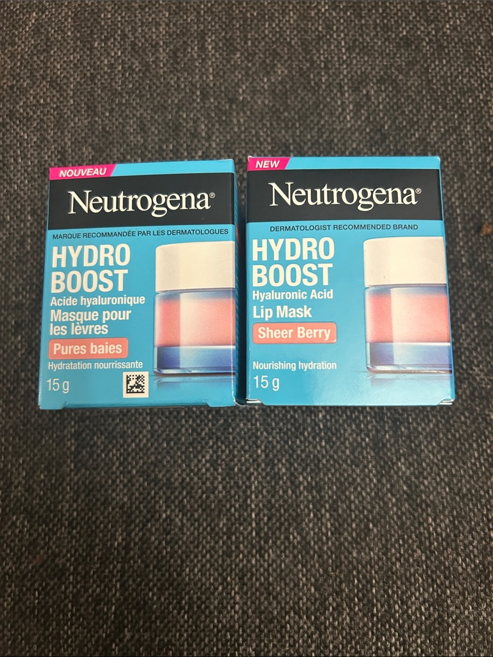 NWT 🆕 TWO Neutrogena Hydro Boost Lip Masks with Hyaluronic Acid Sheer Berry